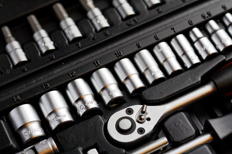 A well-worn socket set