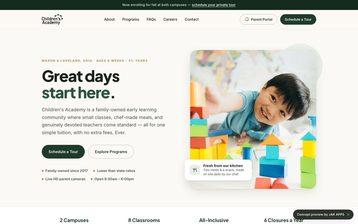 Children's Academy concept site