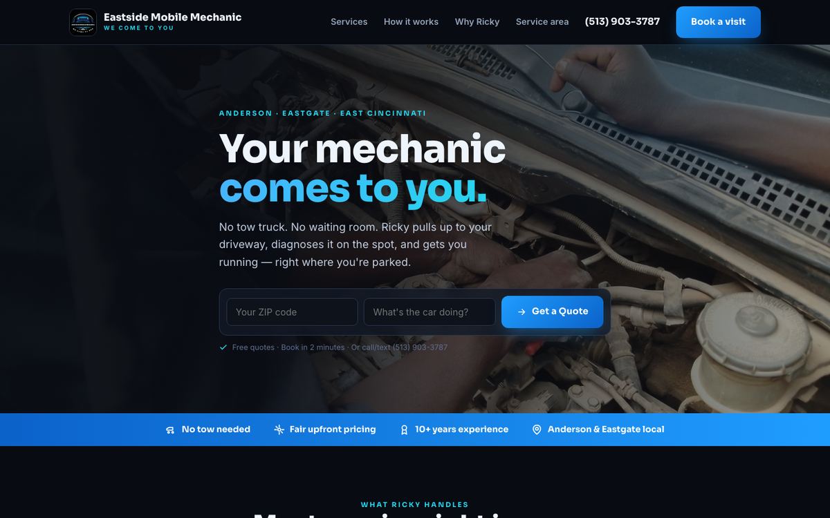 Eastside Mobile Mechanic concept site