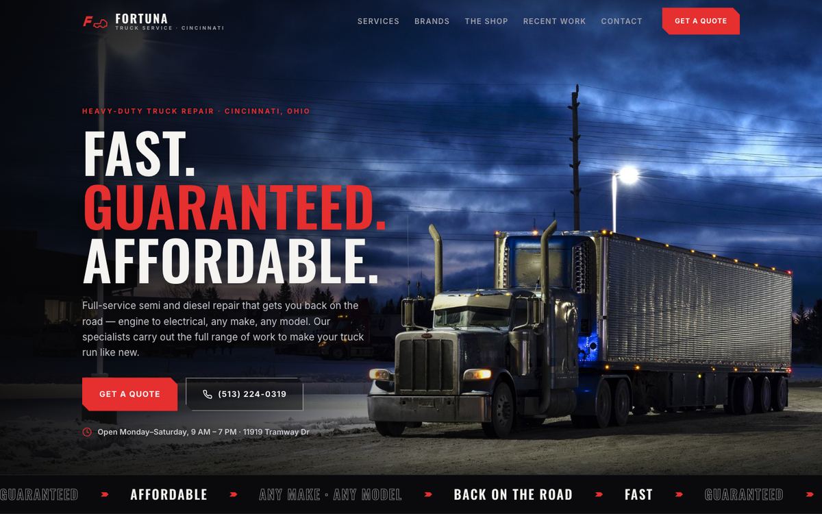 Fortuna Truck Service concept site