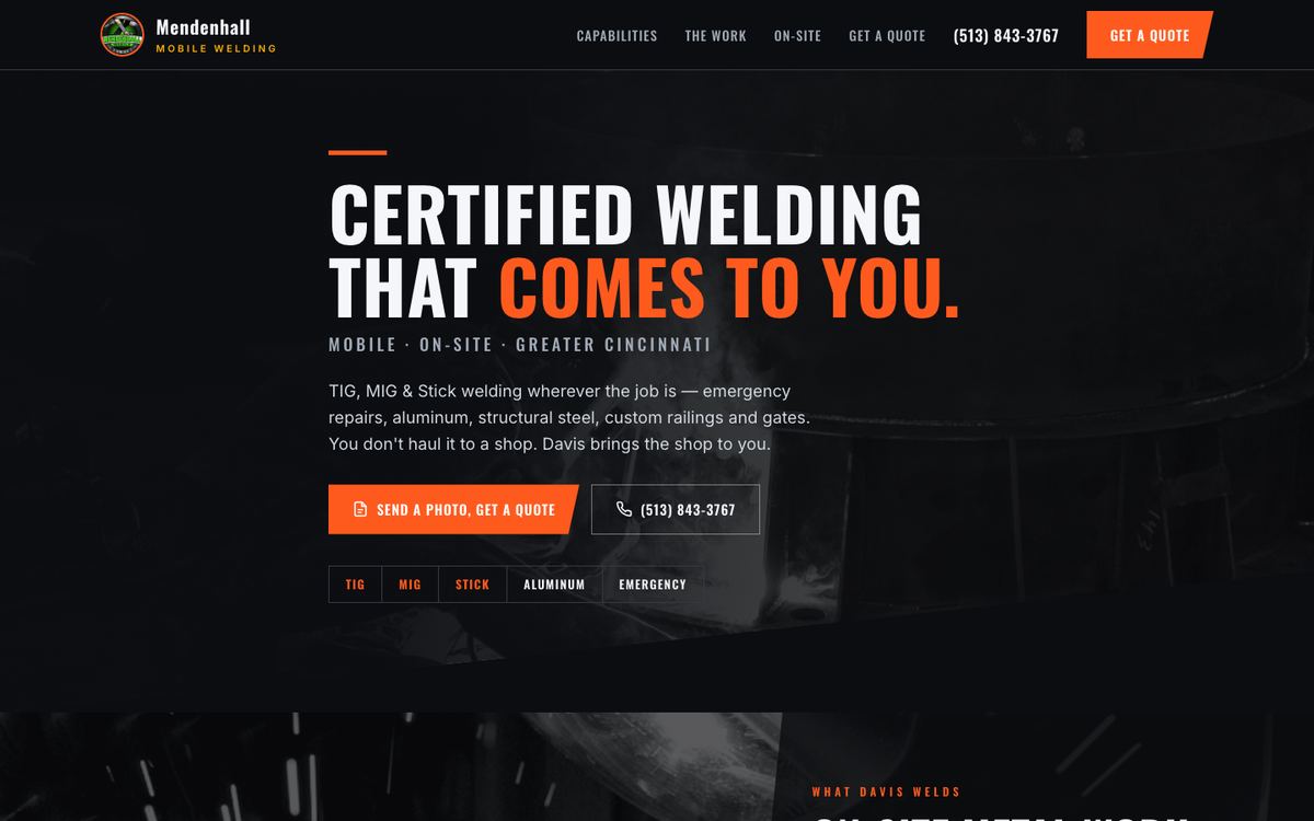 Mendenhall Mobile Welding concept site