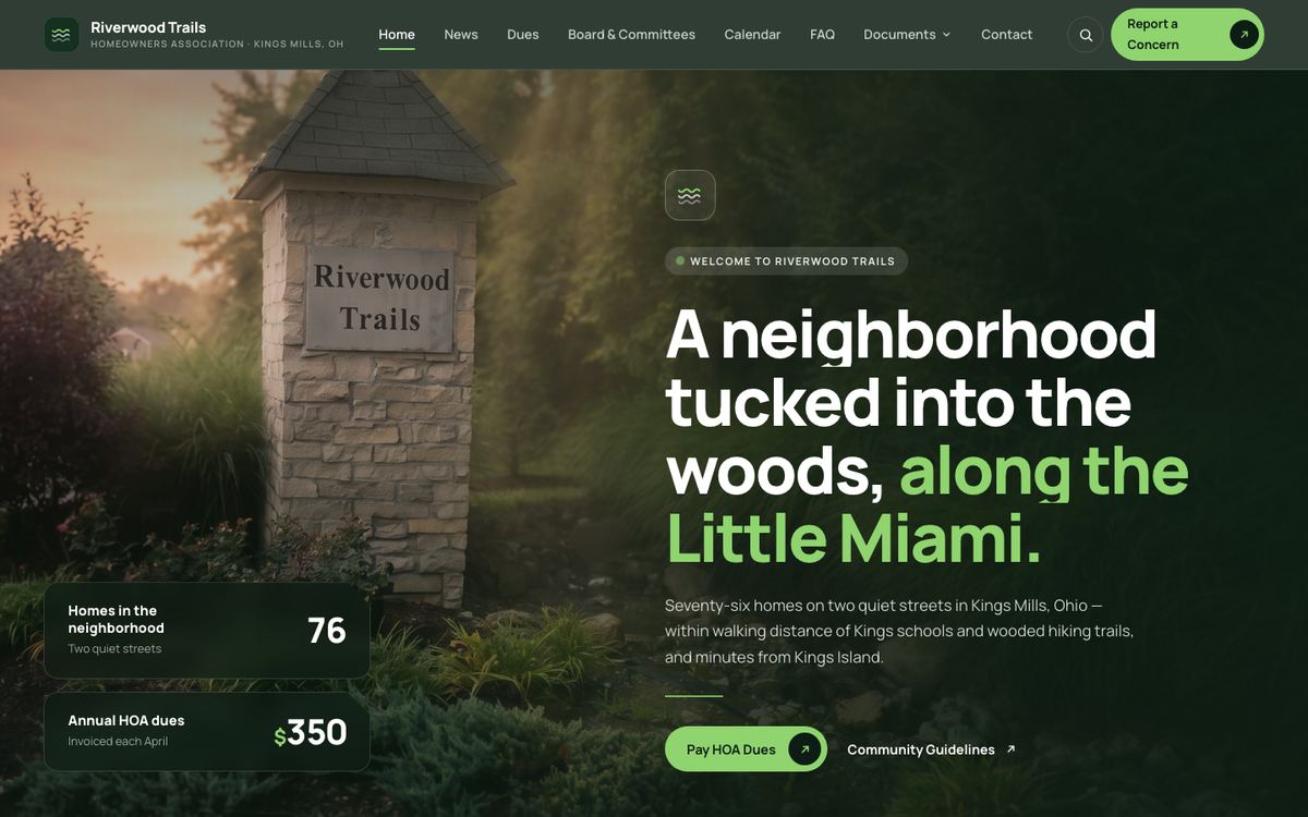 Riverwood Trails HOA concept site