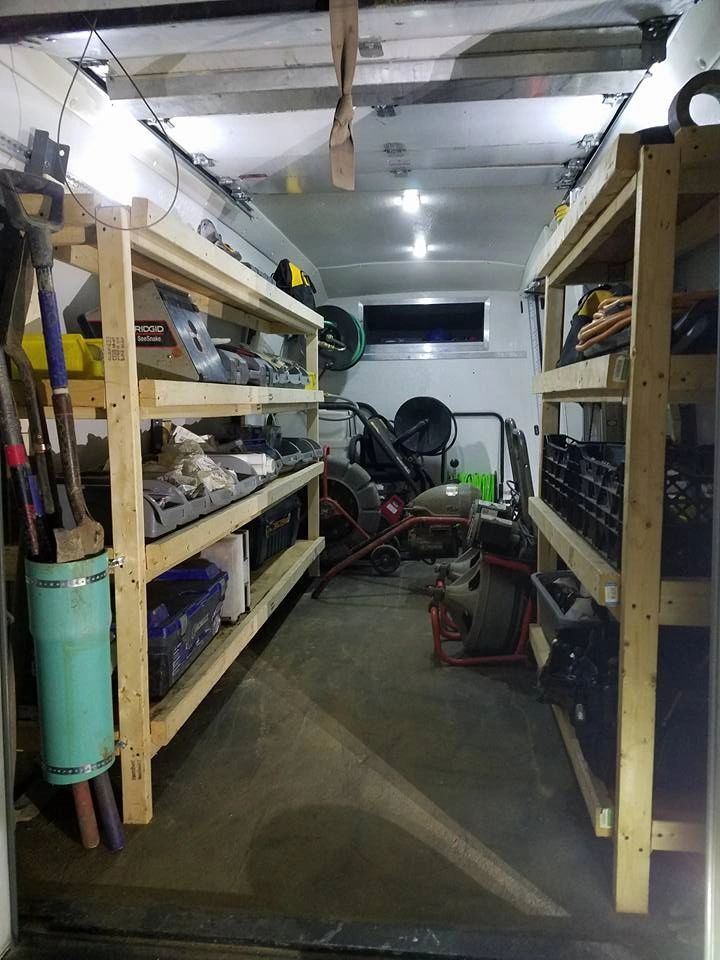 Drain cleaning equipment stocked in the Drain Patrol truck