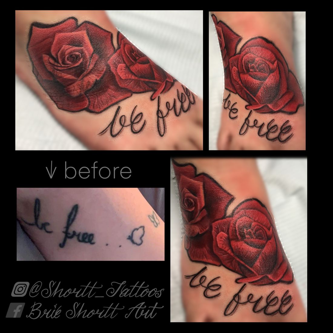 Roses cover-up tattoo