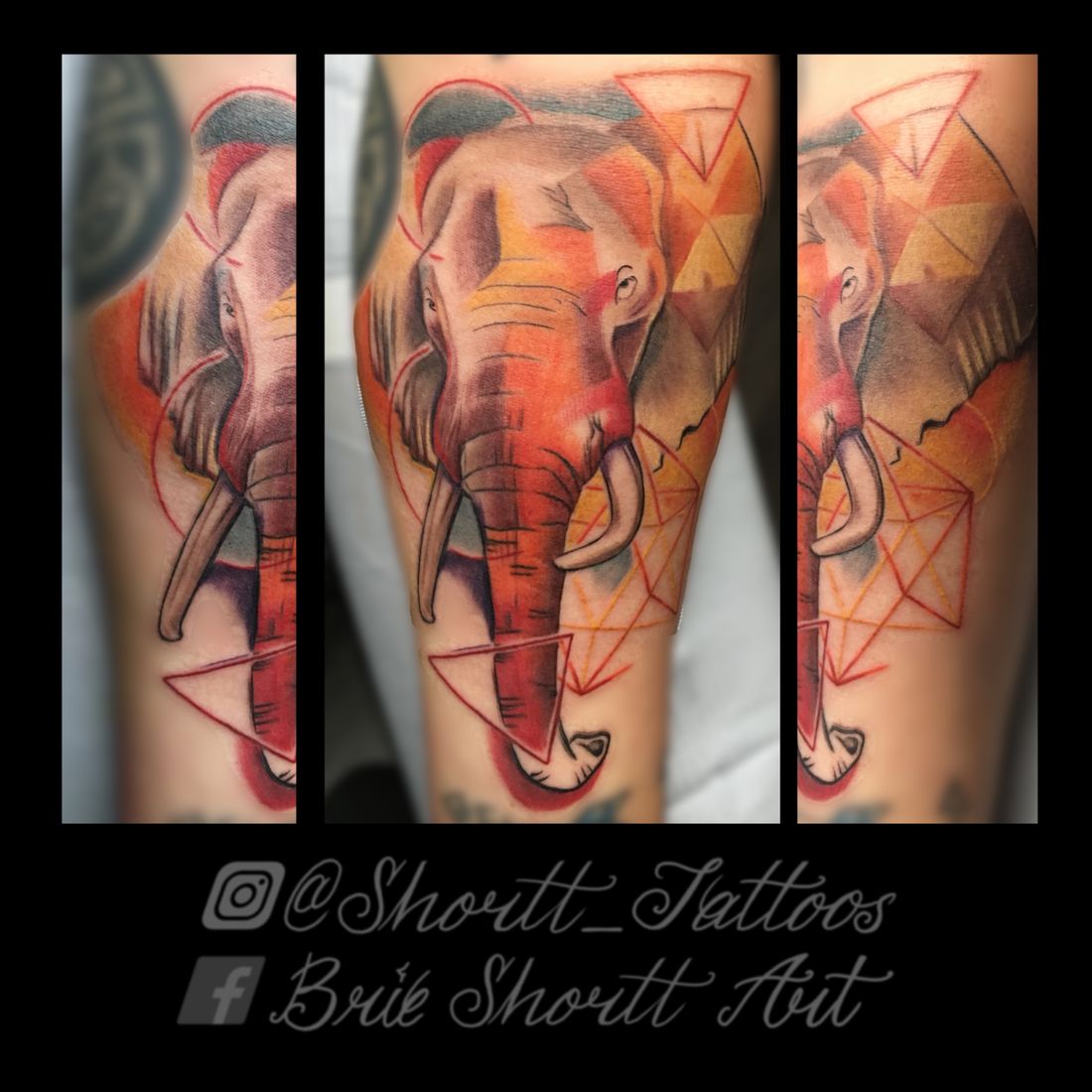Geometric elephant tattoo