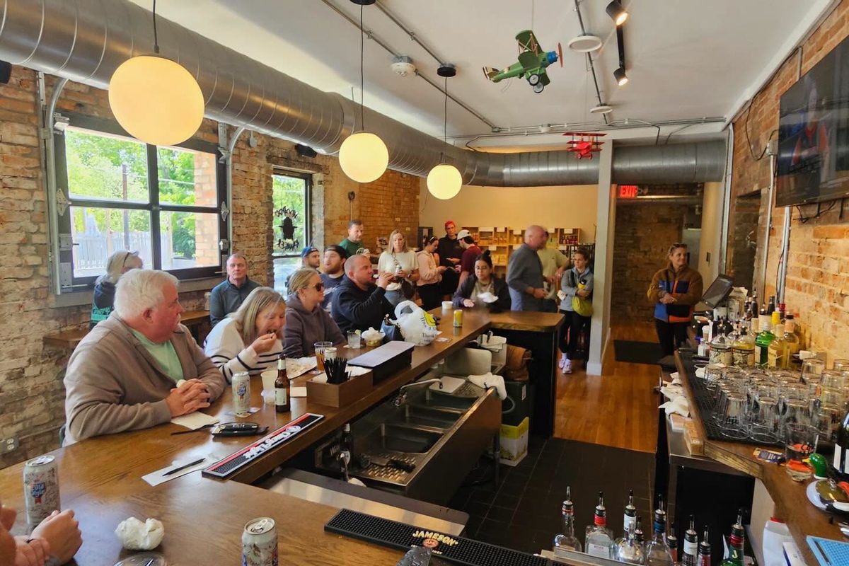 The bar inside Knuckles Deli