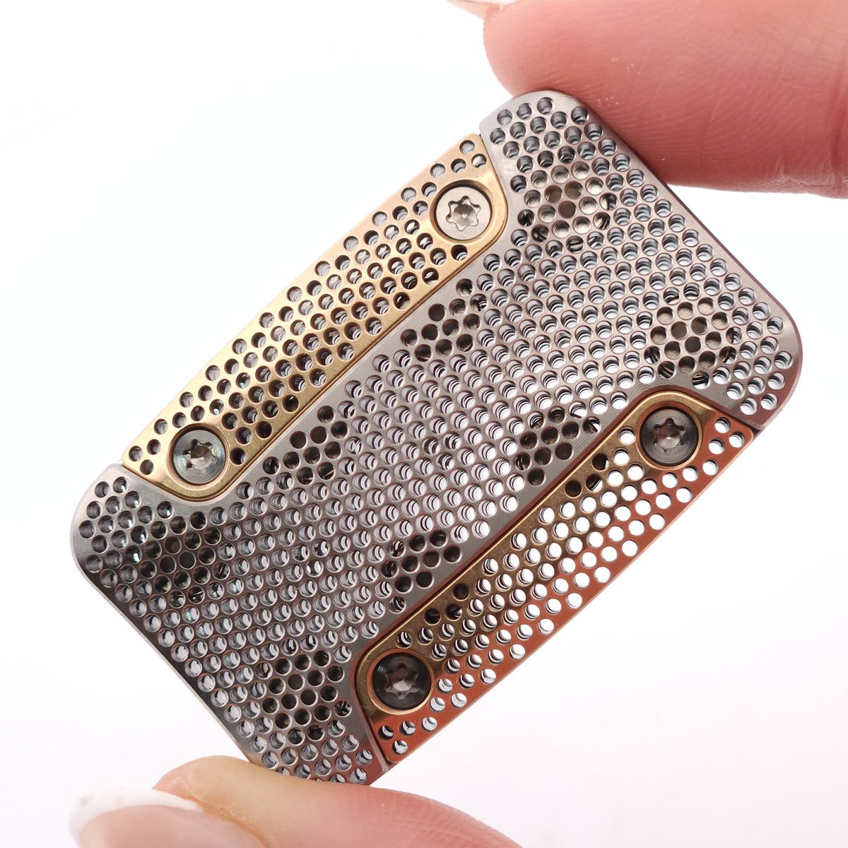 Titanium and brass SideWinder in hand