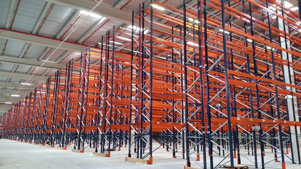 Racking inside a distribution warehouse