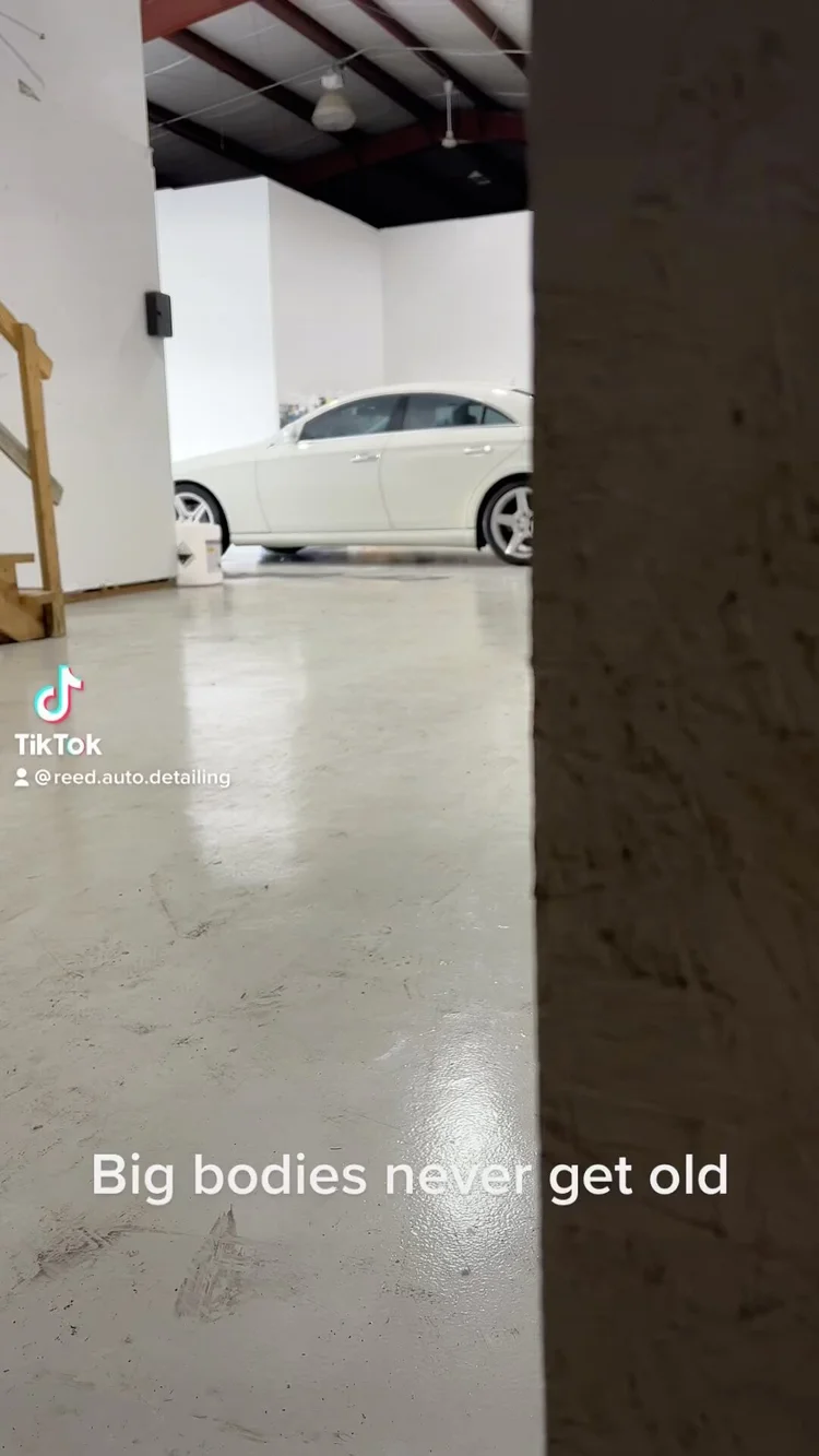 White Mercedes CLS in the studio